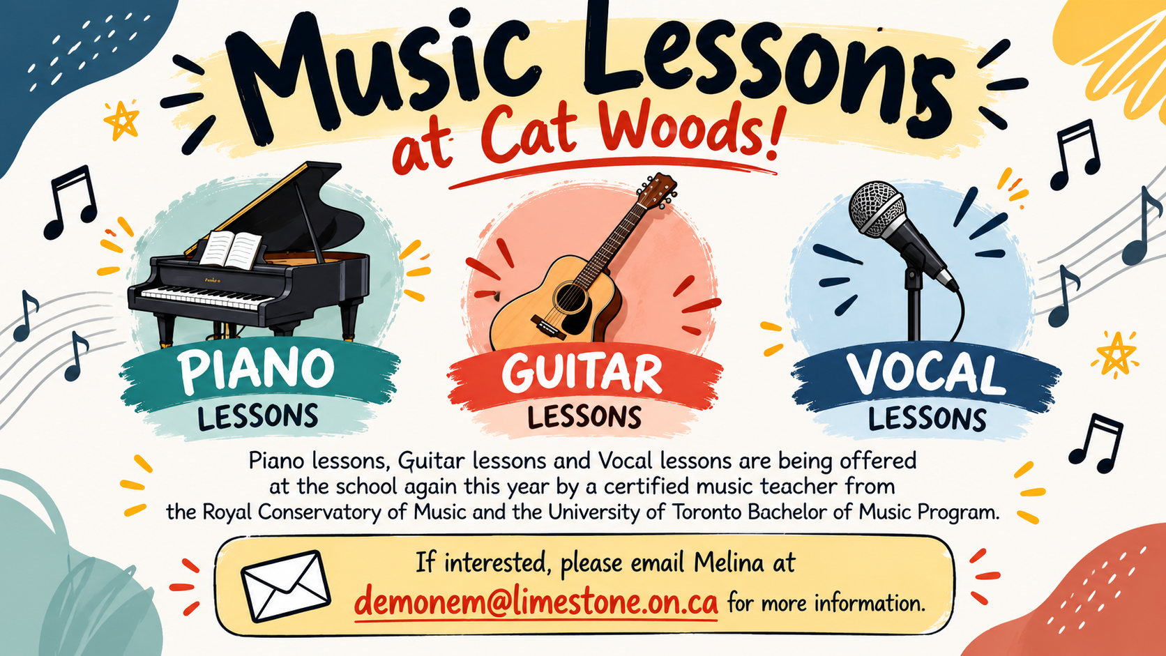 Colorful School Music Lessons Poster